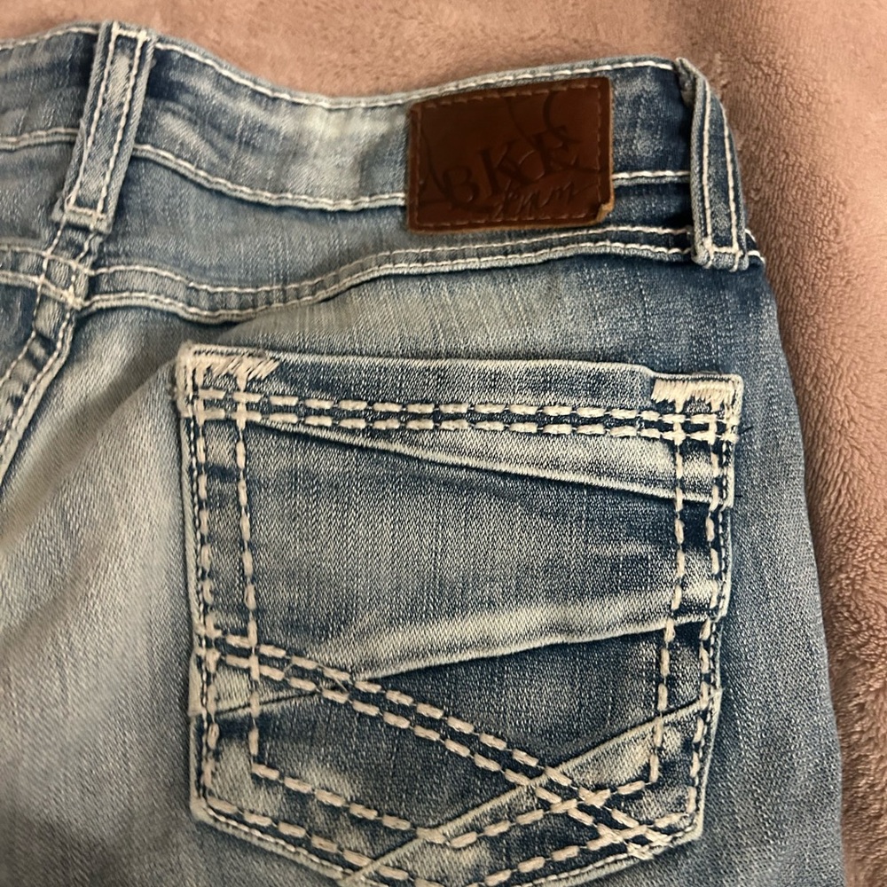 BKE Light Blue Jeans with White Stitching